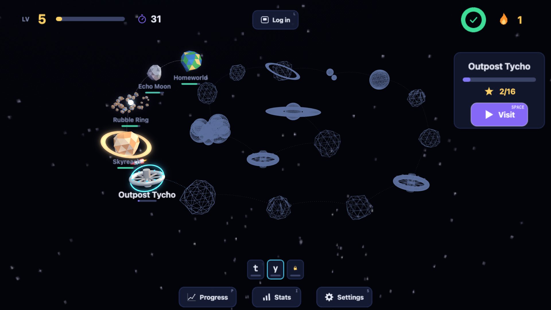 The galaxy map with twenty planets spiralling in to the Core